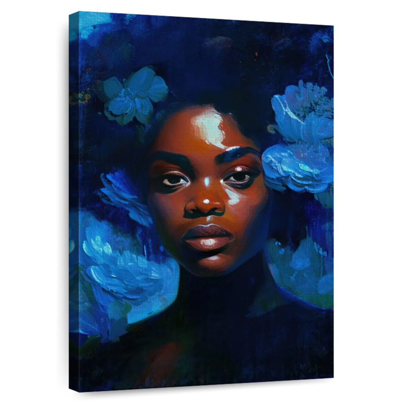 Leisha, femme africaine en bleu, H 12 po x l 8 po
