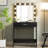 Elegant Black Vanity Desk with Mirror & Adjustable Lights, Large Drawer Dressing Table with 3 Modes