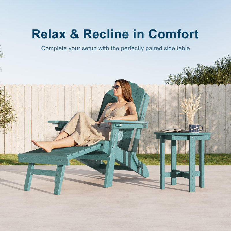 All-Weather HDPE Patio End Table, Easy Maintenance Small Outdoor Table, Fade-Resistant Side Table for Backyard, Pool, Porch 