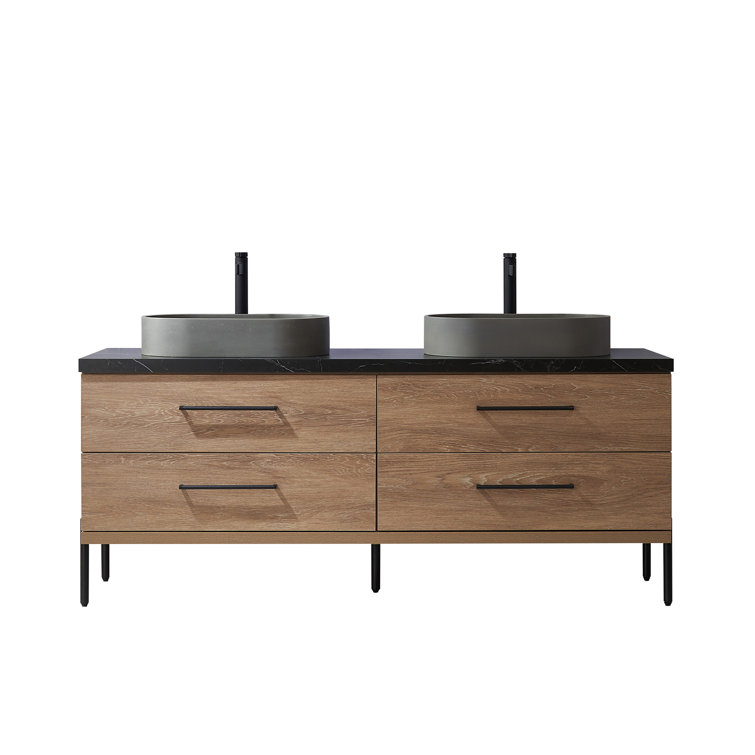 Bathroom Storage Cabinet Double Sink Modern Solid Wood Bathroom