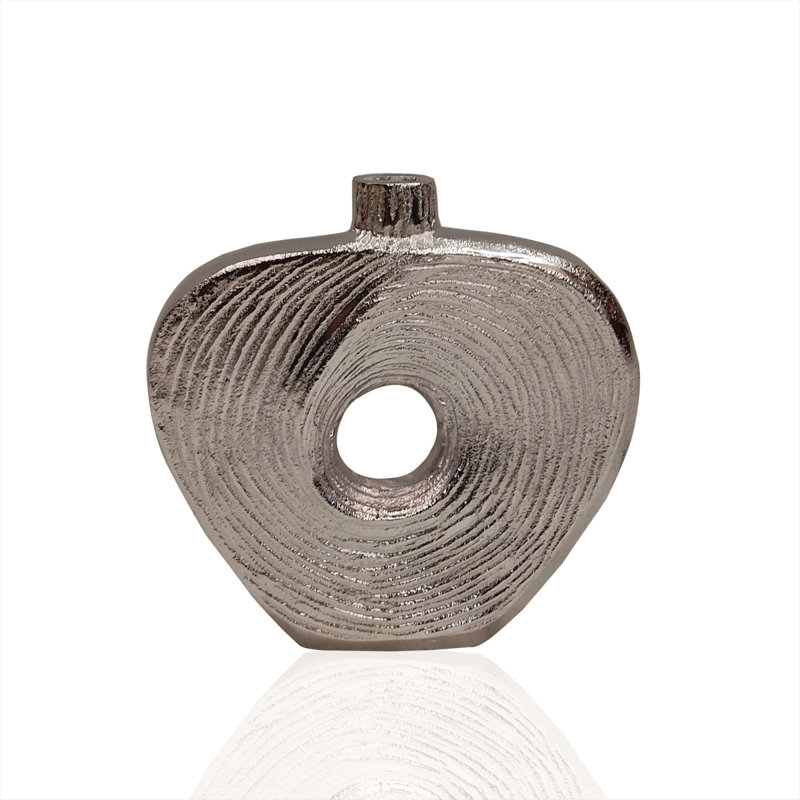 Handmade Aluminum Table Vase, Silver, 7" H x 7" W x 1" D