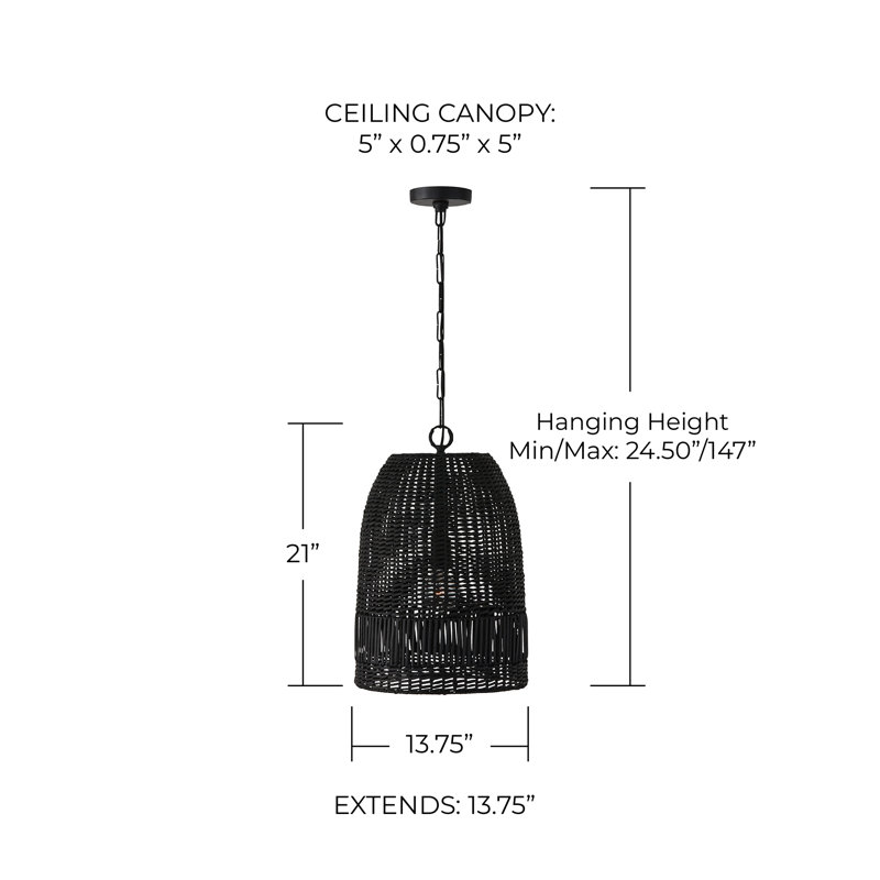 Luminaire suspendu en pot 1 lumière Hasley, Noir