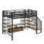 Full Size Metal Loft Bed With Staircase,Table And Shelves-476660252