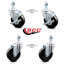 4 Inch_Hard Rubber Wheel Swivel 12mm Threaded Stem Caster Set 2 Brakes SCC