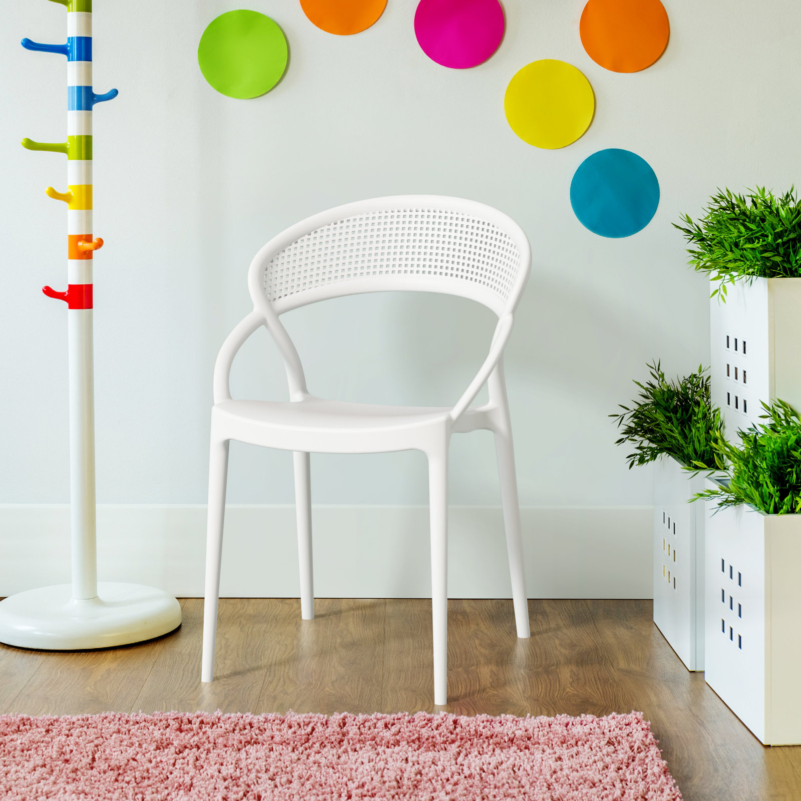 Farrah Stacking Patio Dining Armchair, White