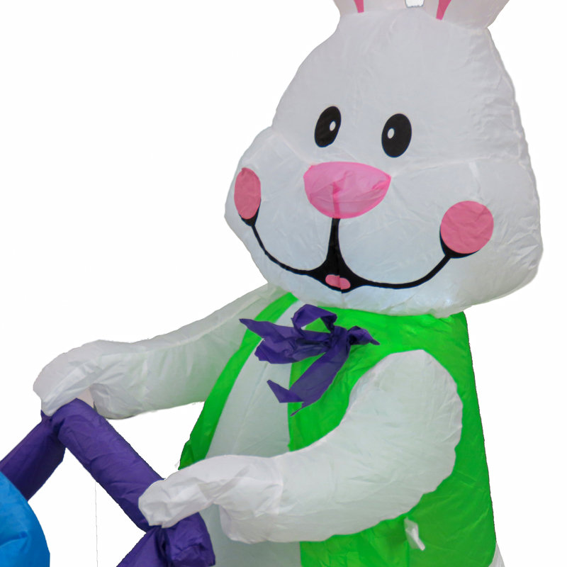 Lapin gonflable à DEL avec brouette H 48 po 