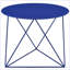 Table basse à base géométrique bleue en métal, peu encombrante, finition thermolaquée facile à nettoyer