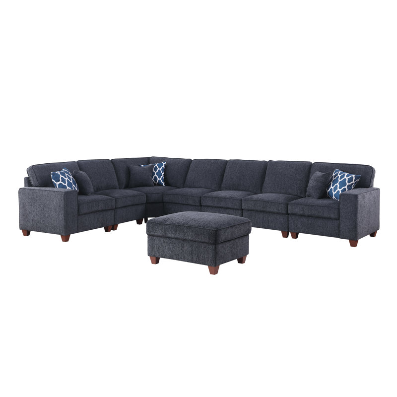 Upholstered Sectional, Dark Gray Chenille