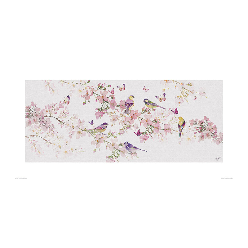 Birds And Blossom - Wrapped Canvas Print, Paper