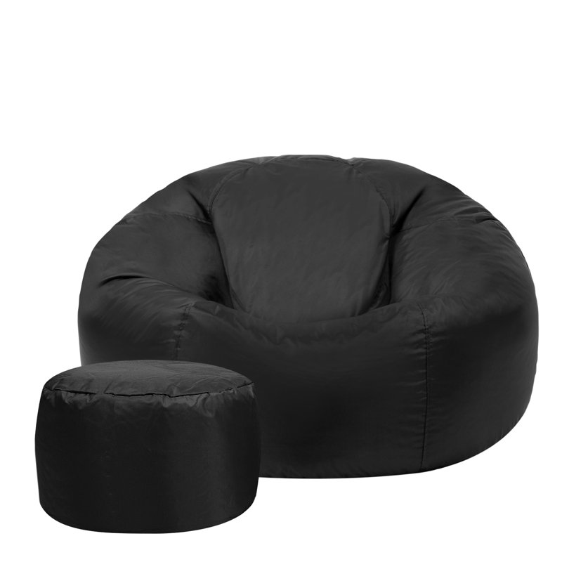 Veeva Classic Indoor Outdoor Bean Bag Chair & Pouffe, Black