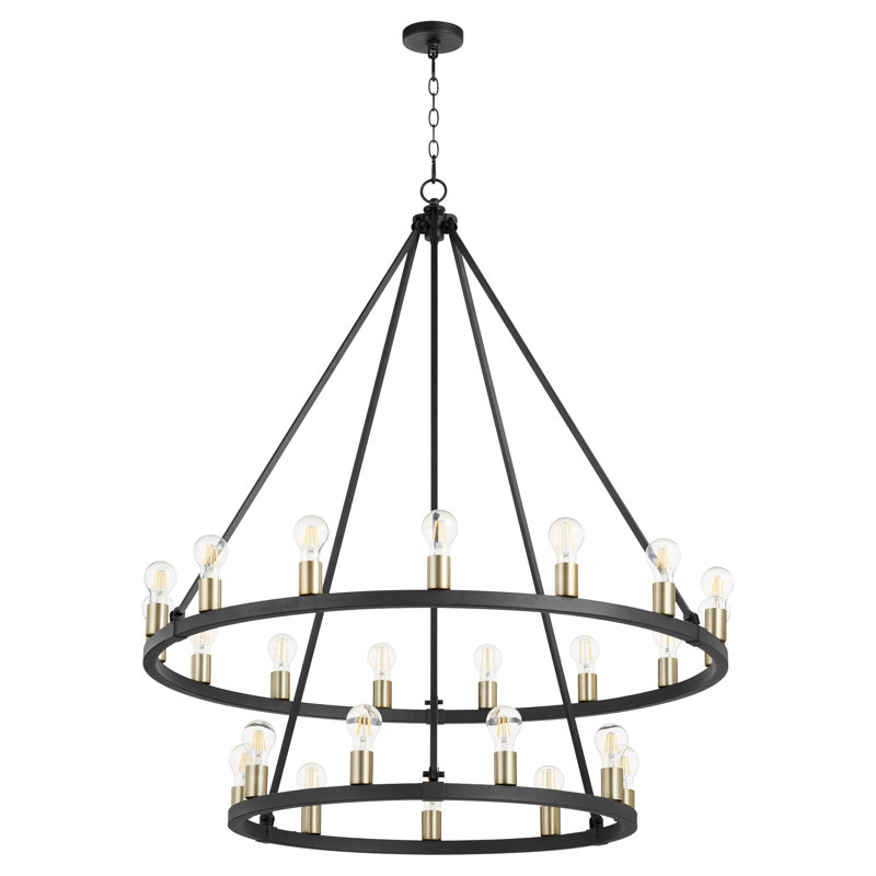Bilboa 24 - Light Dimmable Wagon Wheel Chandelier, Aged Brass