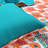 Boho Turquoise/Orange/Purple Standard Cotton Reversible 3 Piece Quilt Set-1114562085