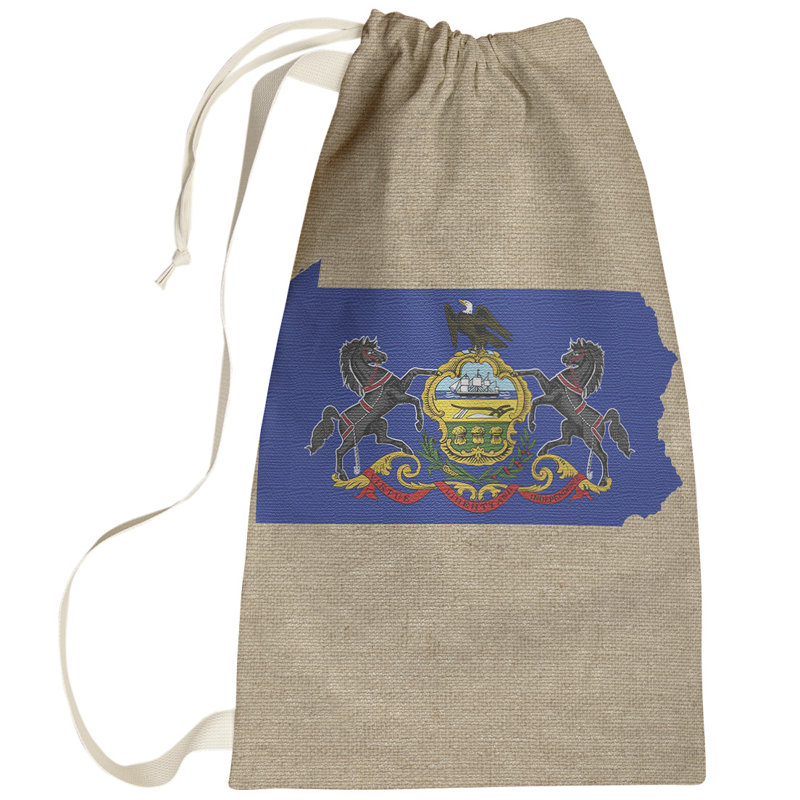 Sac à linge united states flag, Beige bleu jaune, Petit H 64 po x l 20 po x P 1,5 po, Vermont