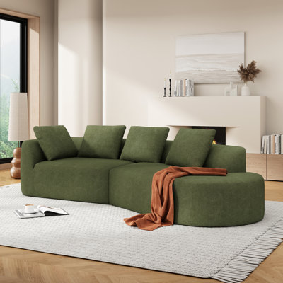 Boneless 116" Modern Curved Sectional Sofa with High-Density Fully Compressed Sponge and Chaise Lounge, Pearl Upholstery, 2-Piece Set, Fully Assembled Right Hand Facing, Perfect for Living Room, Lounge
