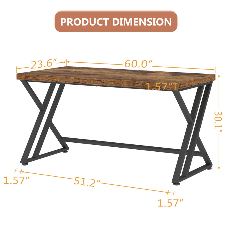 Computer Desk, Large Industrial Study Home Office Desk Modern Wood Gaming Work Writing Desk for Living room,Bedroom, Office