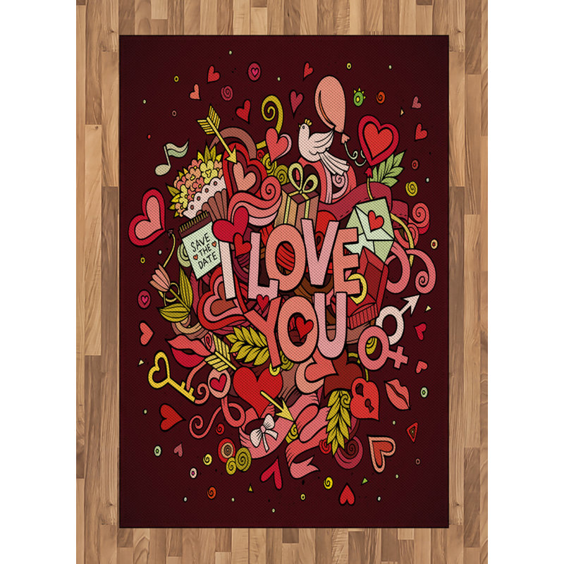 Tapis décoratif à haute densité en fibres de polyester à haute densité Valentine, Rectangle— 4 pi x 5 pi 8 po