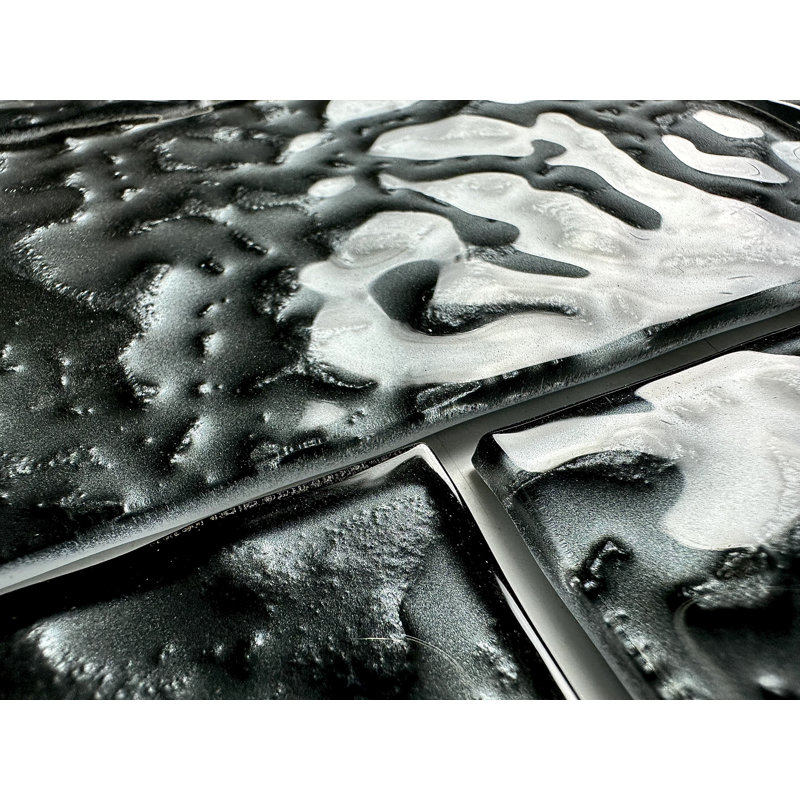 Metallic 3" x 6" Glass Subway Wall Tile, Carbon Frost Gray