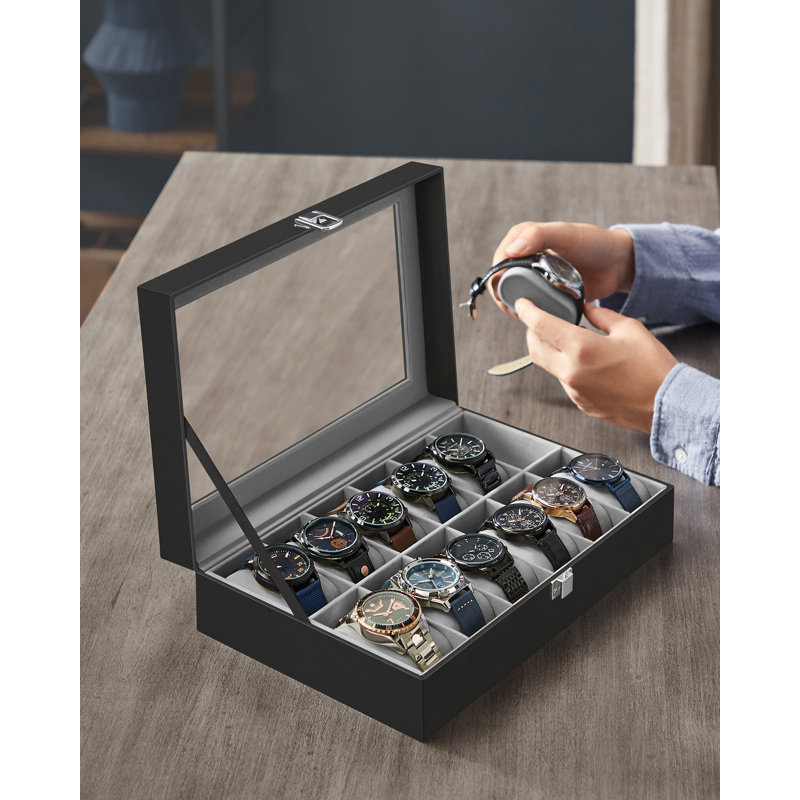 Bhojpal Steel Watch Box +, Black/Greenish Grey