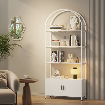 Modern Arched Bookshelf With Doors - Stylish And Versatile Shelving Unit