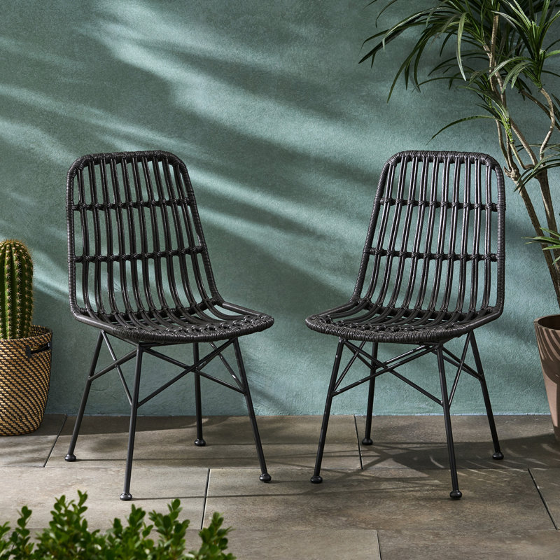 Grey And Metal Chairs - Enhance Your Outdoor Dining Experience Chairs Of 2 With Attractive Wrapped Design