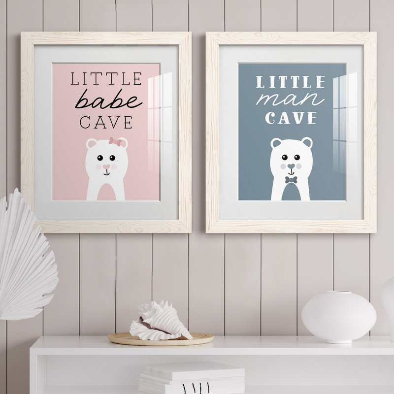 «Little Babe Cave», ensemble de 2 impressions, Papier encadré blanc, Blanc, H 24 po x l 36 po x P 1,5 po