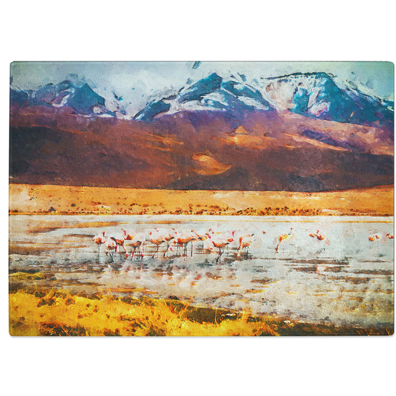 Glass Flamingo Lake in Bolivia in Abstract Chopping Board, 39 cm W x 28.5 cm L