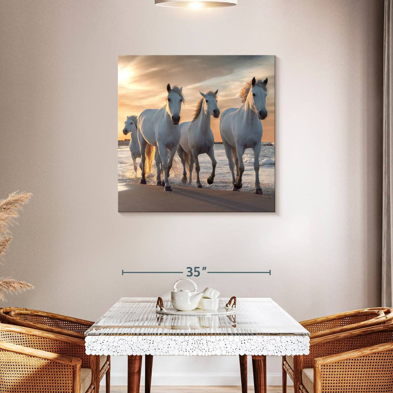 Brampt Shoreline White Horses, 36" H x 36" W