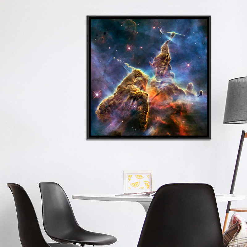 «Astronomie et espace», impression sur toile, H 18 po x l 18 po x P 1,5 po, Toile avec cadre noir, Pas de tapis