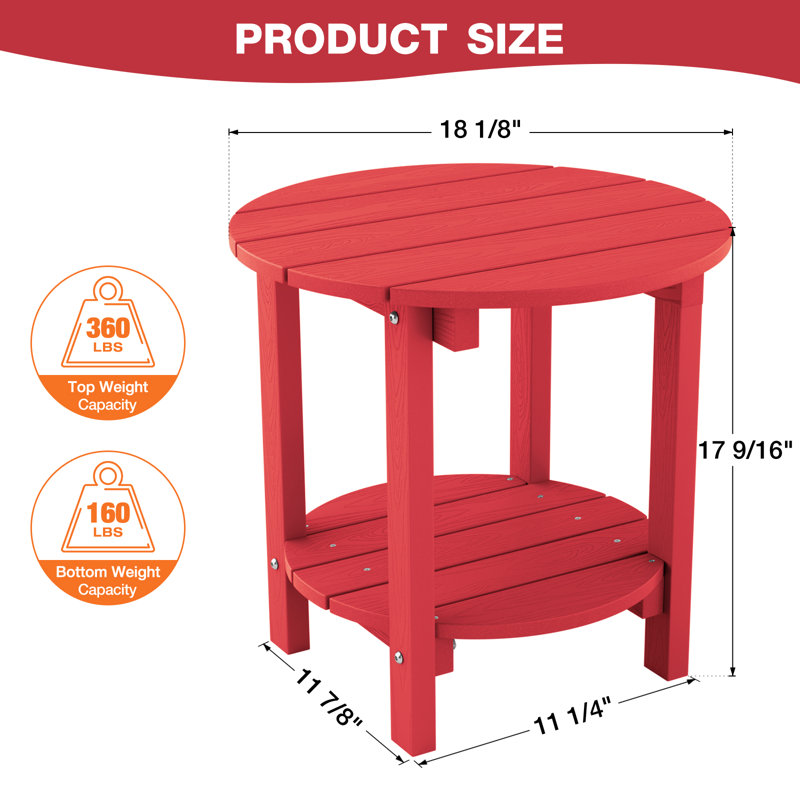 Table d'appoint en plastique 18 po Allurine, Rouge