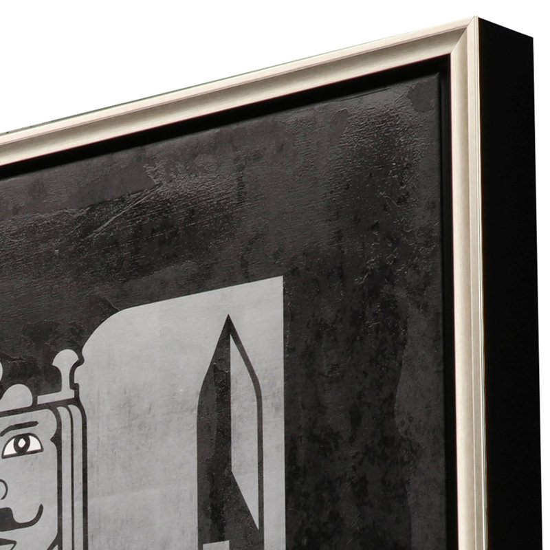 King Playing Card Canvas Print with Silver Frame