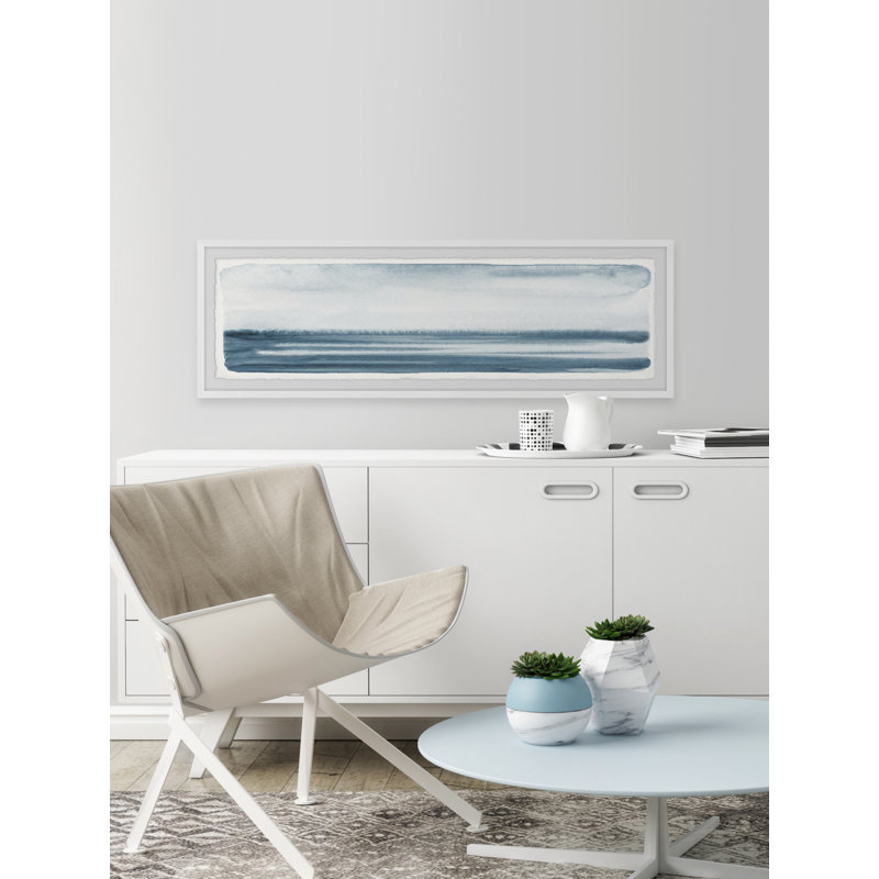 «Vague Horizon», peinture panoramique encadrée, H 10 po x l 30 po x P 1,5 po
