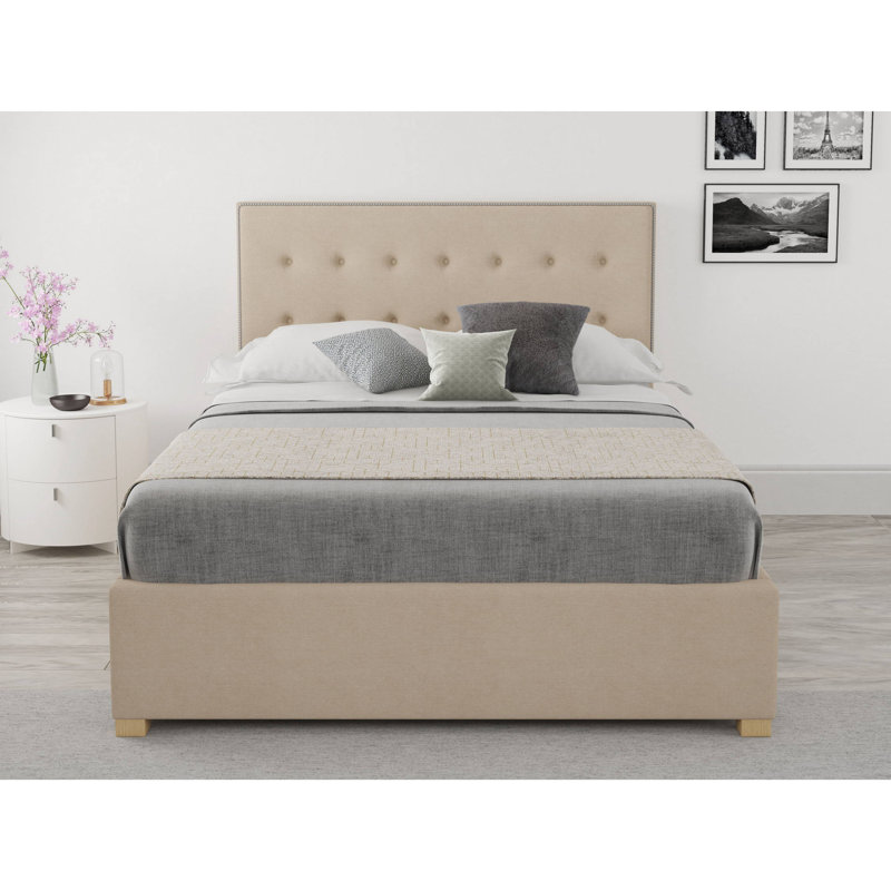 Abarca Upholstered Ottoman Storage Bed, Super King (6'), Beige
