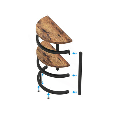 Slim Half Moon 2-Tier Semi-Circle End Table