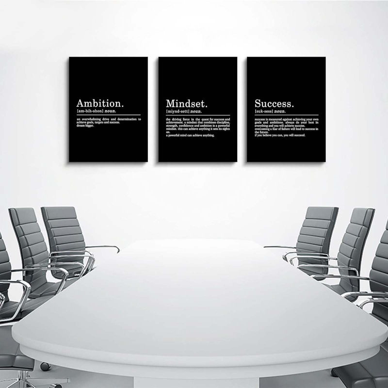 3 Piece Wrapped Canvas Print, Black