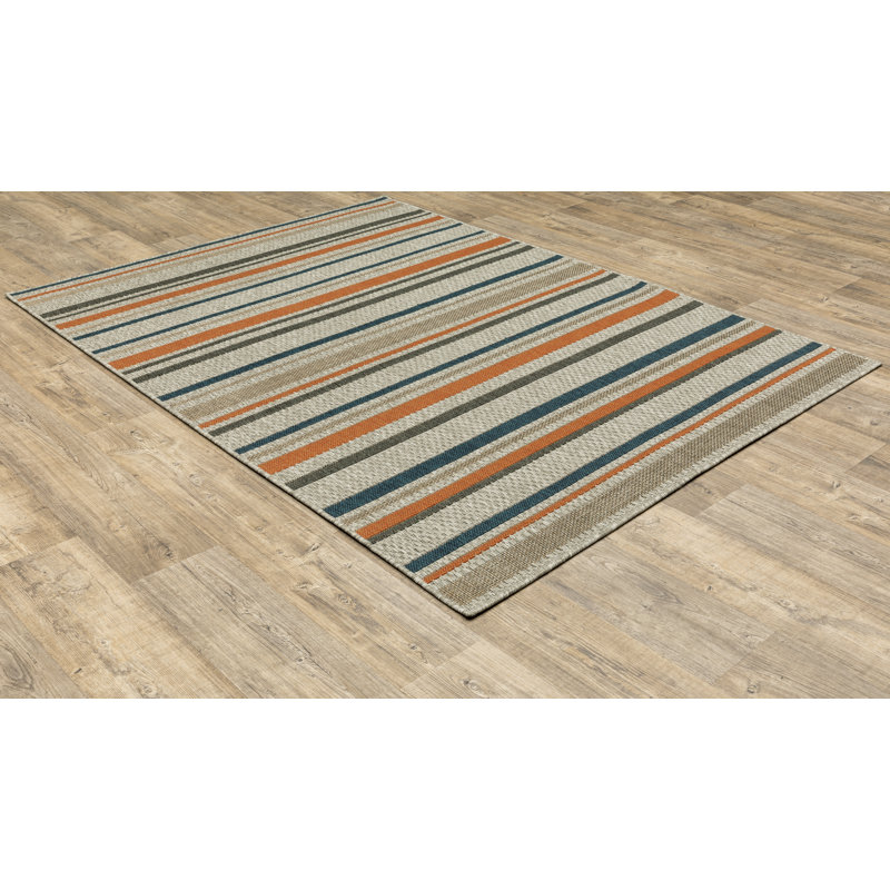 Izola Machine Woven Striped Area Rug, Rectangle 5'3" x 7'3"