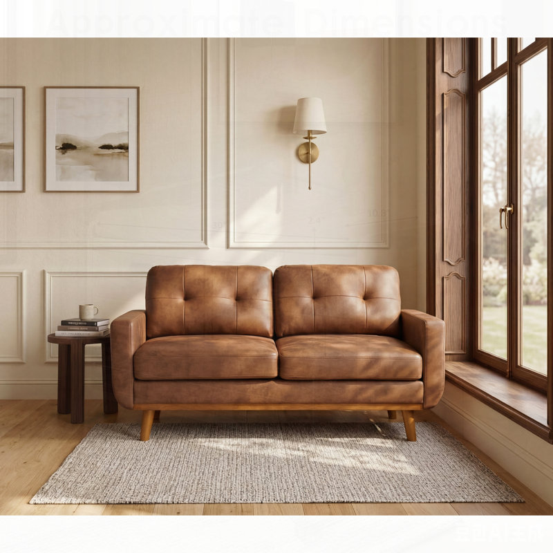 Canapé moderne à deux places minimaliste avec tissu en aluminium respirant et pieds en bois massif, parfait pour les espaces compacts et les décors contemporains.