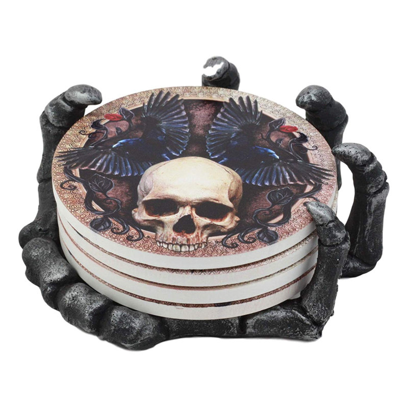 Ensemble de 5 sous-verres avec support et embrayage alchemy alchimie de la structure de lit à main dead