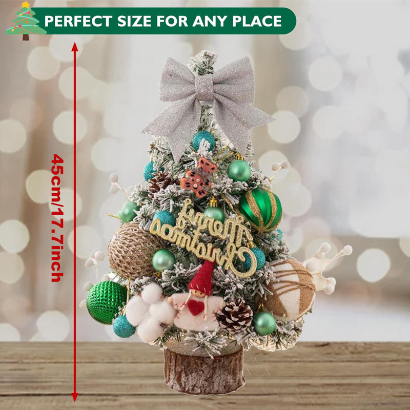 Arbre de Noël artificiel enneigé avec lumières à DEL 17,7 po pour table