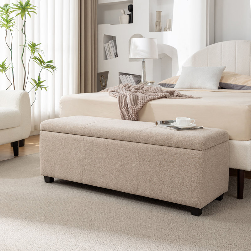 Banc de rangement rectangulaire en tissu Latitude Run® Ved, Beige