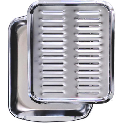 16x13 Inch Chrome Coated Broiler Pan with Rack, Heavy Duty Oven Broiling Set for Meat Vegetables