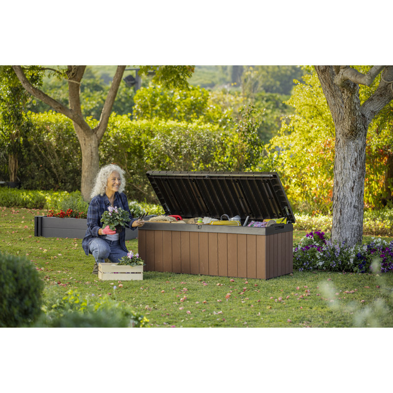 Darwin 100 Gallon Brown and Black Lockable Resin Deck Box
