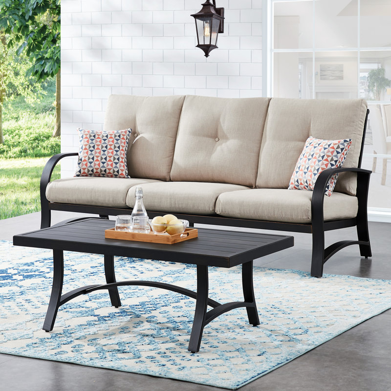  2 Pieces Outdoor/Indoor Aluminum Patio Conversation Seating With Sunbrella® Cushions And Coffee Table