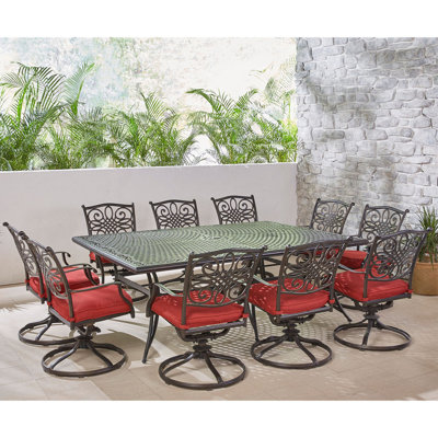 Riccardi Rectangular 10 - Person 60" Long Aluminum Dining Set with Cushions by Astoria Grand