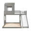 Lit superposé simple en bois sur lit double, lit mezzanine avec maisonnette-1905502670
