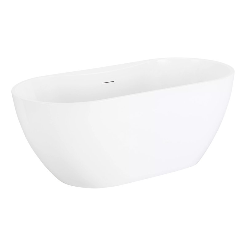 Hibiscus Oval Acrylic Soaking Freestanding Tub with Integrated Drain, Overflow and Tap Deck