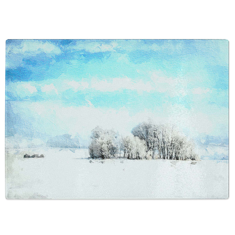 Tempered Glass Winter Trees Chopping Board, 28.5 cm W x 20 cm L