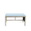 Table basse d'extérieur en osier gris clair avec plateau en verre trempé transparent pour patio et cour arrière