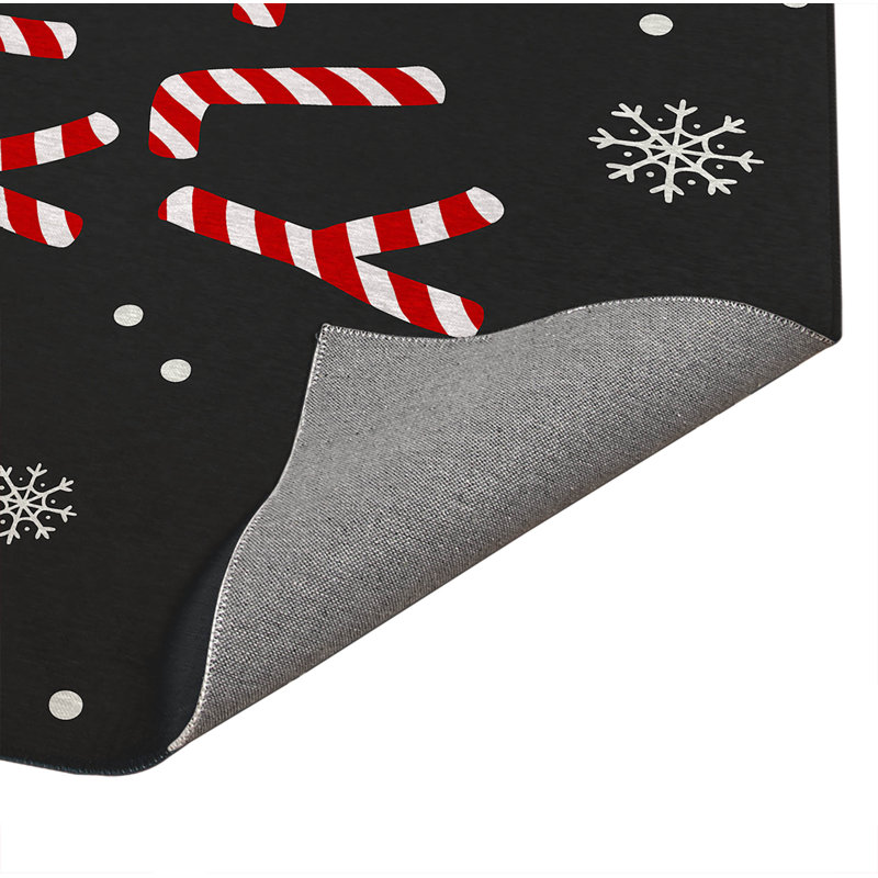 Tapis de cuisine Holly Jolly, Gris anthracite, Rectangle 4pi x 6 pi