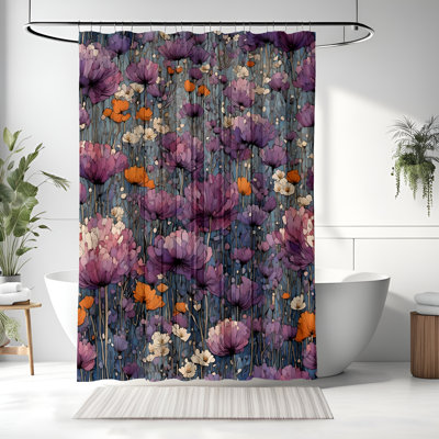 Rideau de douche avec tapis de bain