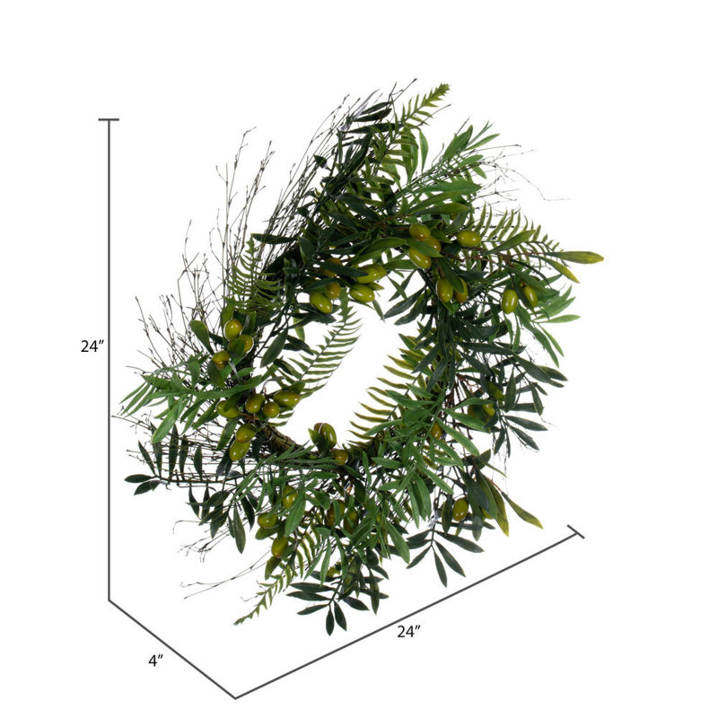 Faux Olive Plastic 24'' Wreath